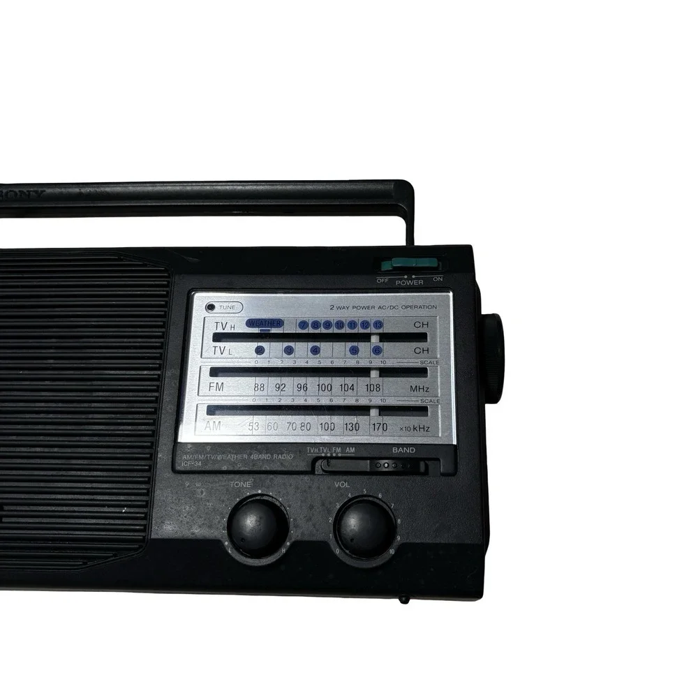 Vintage Sony ICF-34 AM/FM/TV/Weather Radio AC/DC - Tested Works Perfect